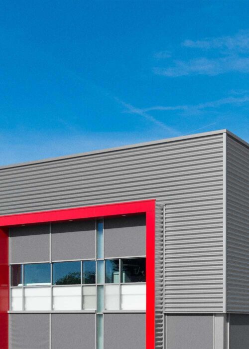 bright warehouse exterior